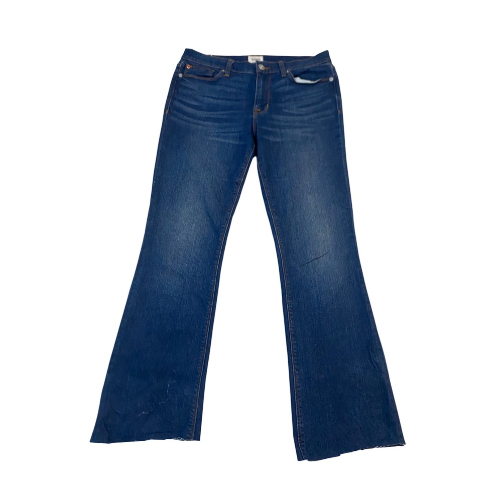 Hudson Midrise Love Bootcut Jeans Size 30 Dark Wash Raw Hem Denim READ